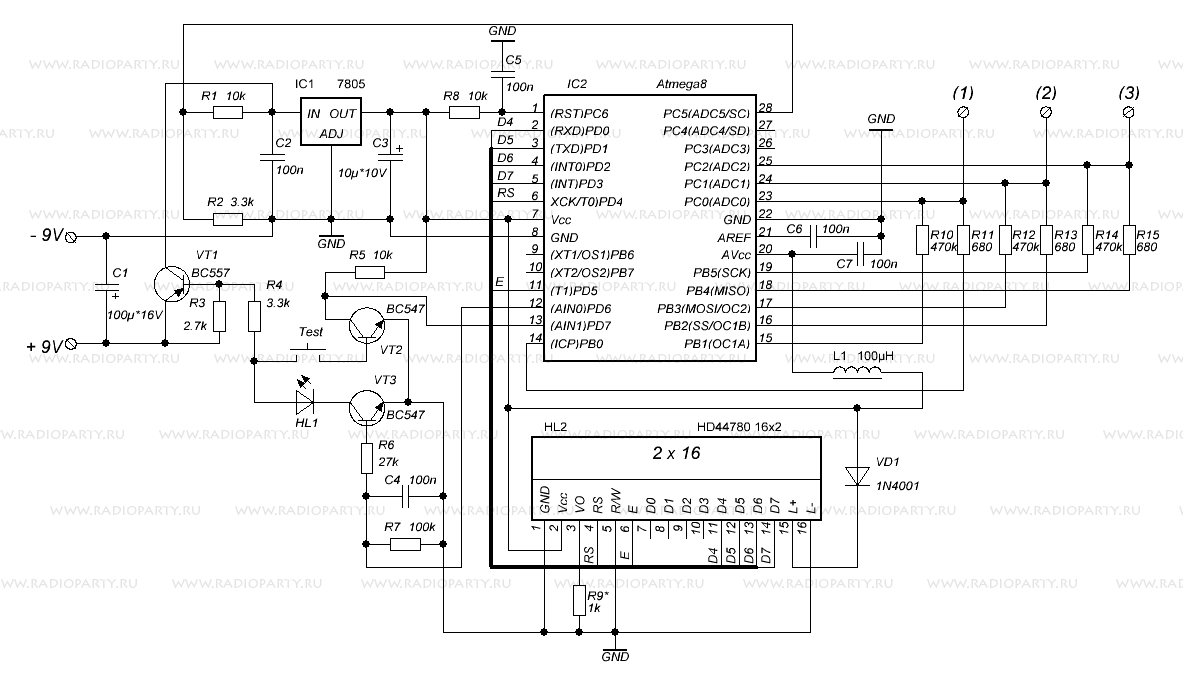 Тестер полупроводниковых элементов - схема устройства
