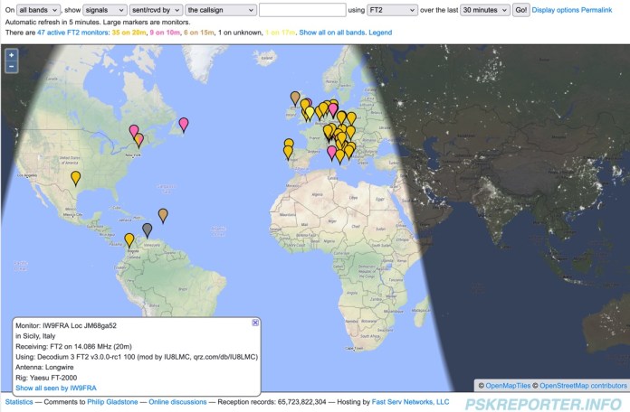 PSKReporter ���������� ������� ����� ����� FT2.