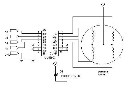 Электрическая схема подключения шагового двигателя